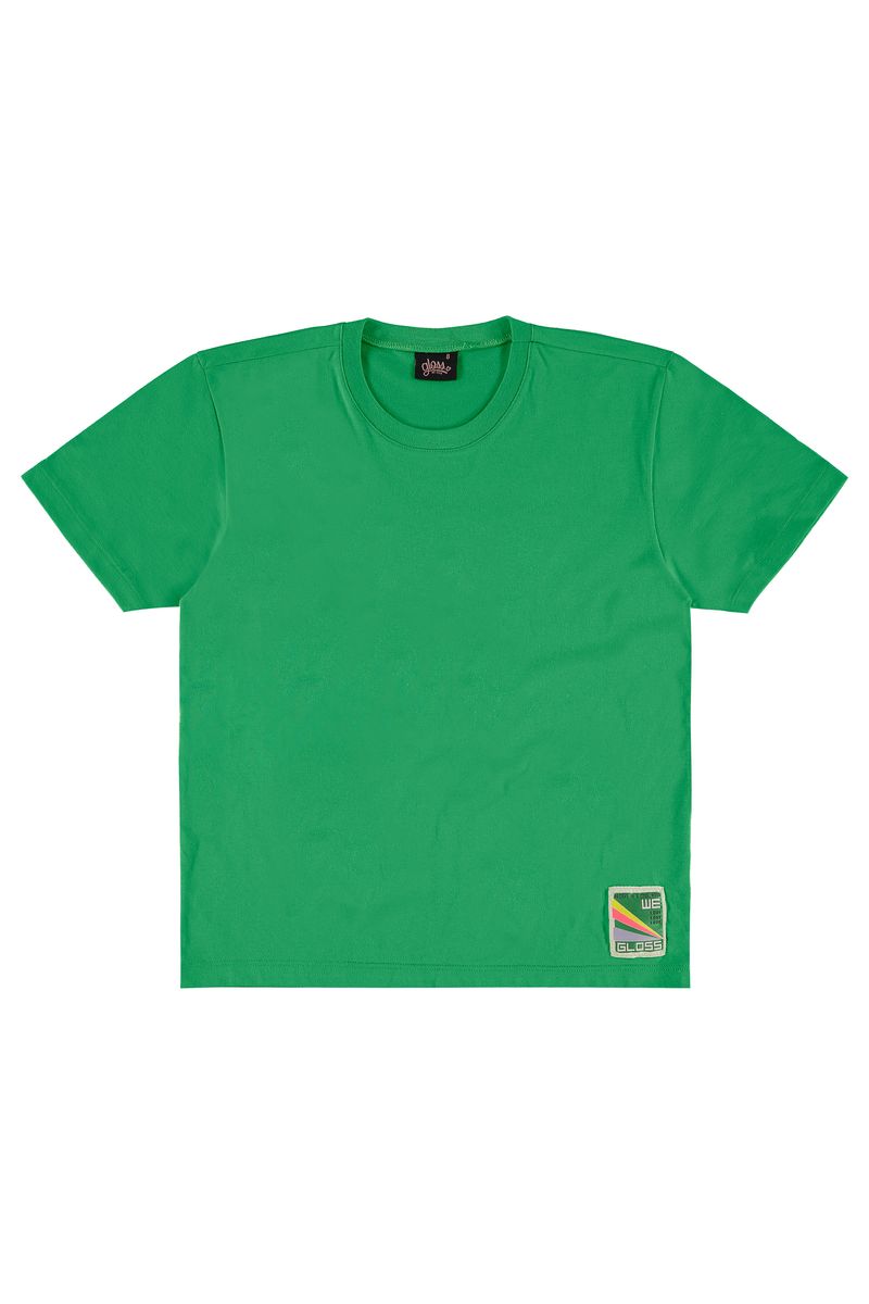 Camiseta-Basica-Oversize-Juvenil-Feminina-com-Manga-Curta--Verde--Gloss