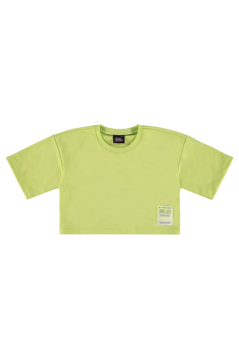 Blusa-Basica-Manga-Curta-Cropped-em-Moletom--Verde--Gloss