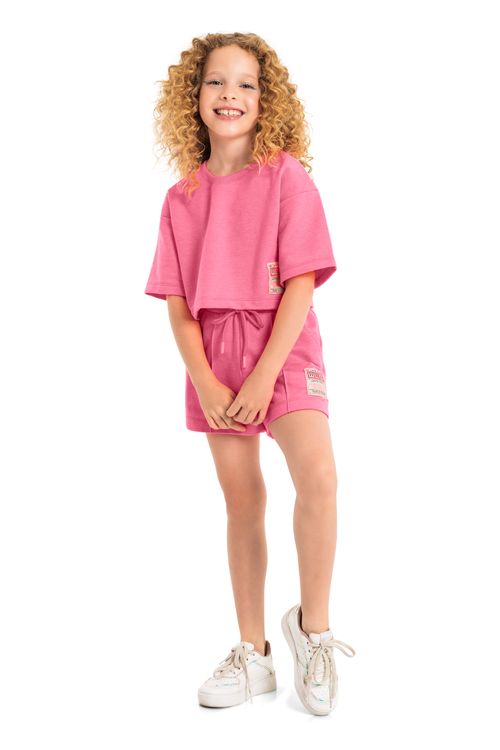 Short Básico Juvenil em Moletom Sem Felpa (Rosa Pink) Gloss