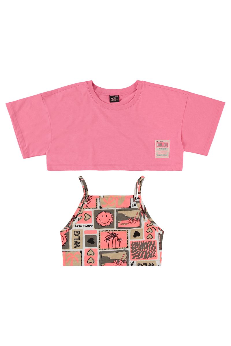 Conjunto-Juvenil-com-Blusa-Cropped-e-Top--Rosa-Pink--Gloss