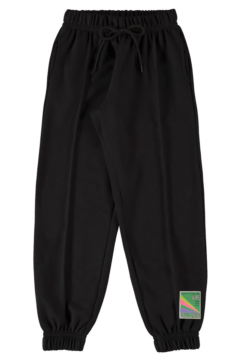 Calca-Basica-Juvenil-em-Moletom--Preto--Gloss
