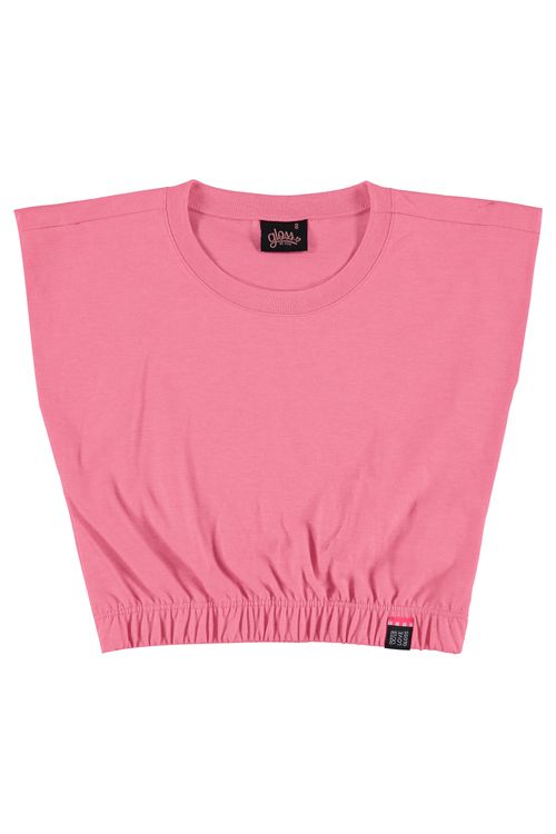 Blusa Cropped Manga Curta Juvenil Feminina (Rosa Pink) Gloss