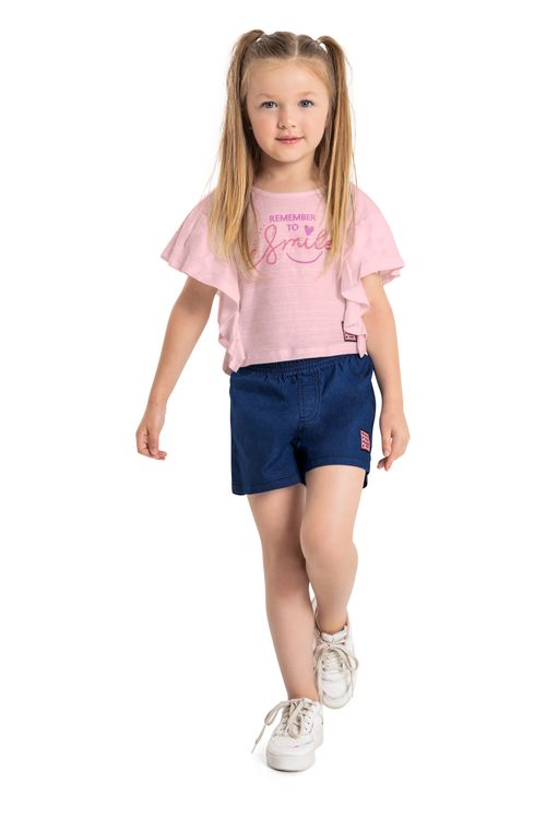 Blusa Cropped Infantil Sem Manga (Rosa) Quimby