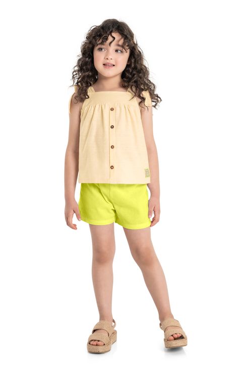 Conjunto Infantil Bata Regata com Alcinhas e Short (Bege) Quimby