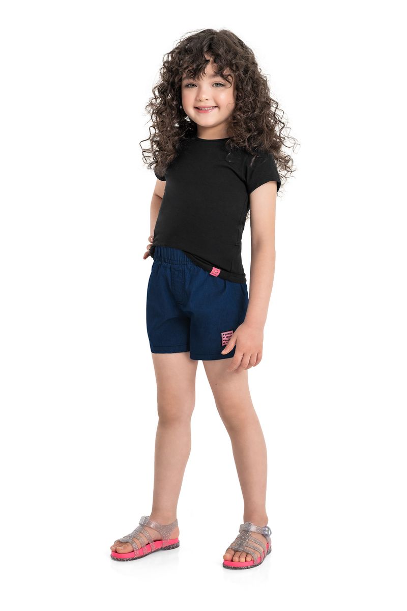 Blusa-Basica-de-Manga-Curta-Infantil-Feminina-em-Cotton--Preto--Quimby