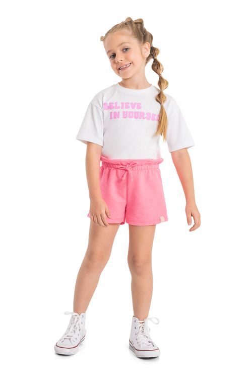 Short Básico Infantil Feminino em Moletom (Rosa) Quimby