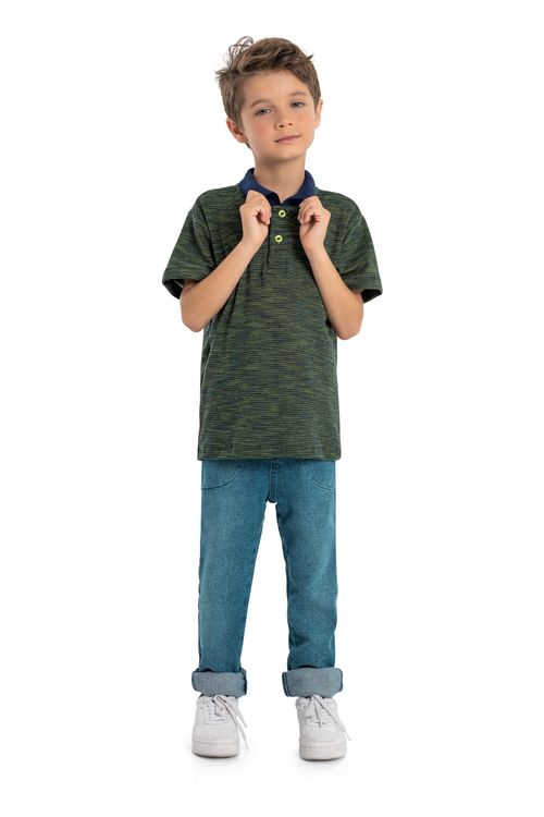 Camisa Polo Infantil de Mangas Curtas (Verde) Quimby