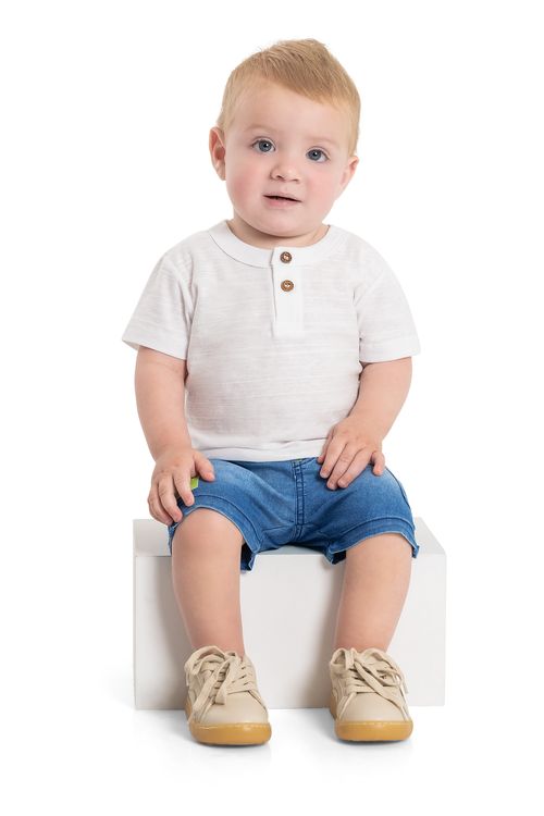 Bermuda em Jeans com Elastano para Bebê Menino (Azul) Quimby