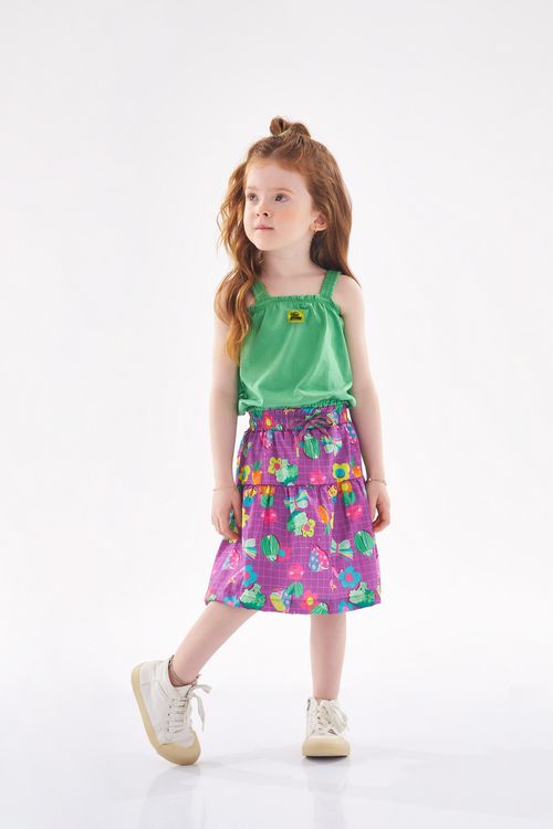 Conjunto Blusa e Short Saia Infantil (Verde) Up Baby