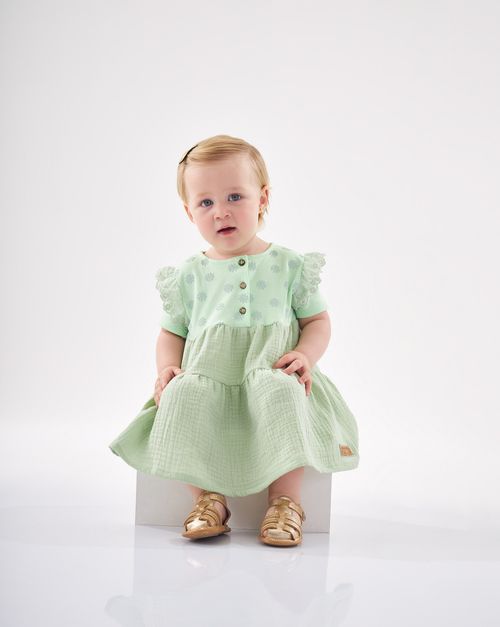 Vestido com Saia Texturizada (Verde) Up Baby