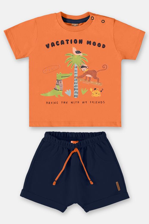 Conjunto Bebê Camiseta e Bermuda (Laranja) Up Baby