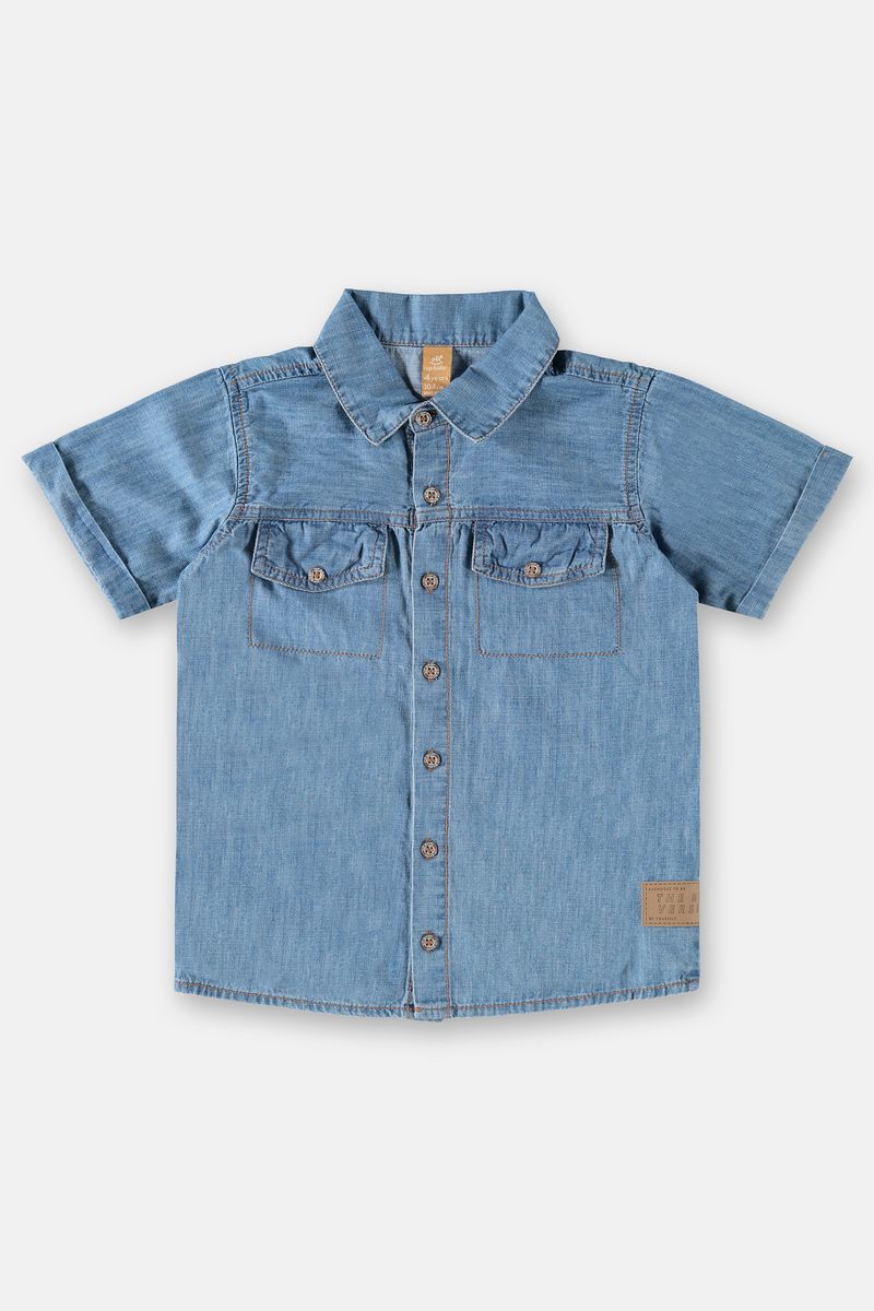 Camisa-Jeans-Manga-Curta-para-Menino--Azul--Up-Baby