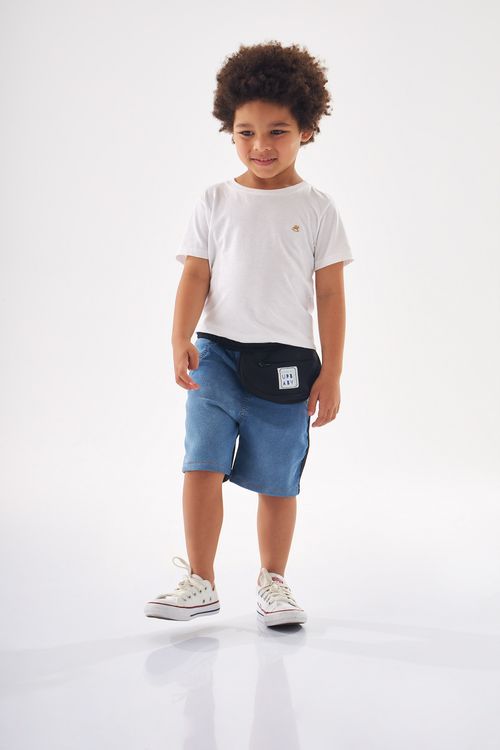 Bermuda Jeans com Moletom e Pochete Infantil (Azul) Up Baby