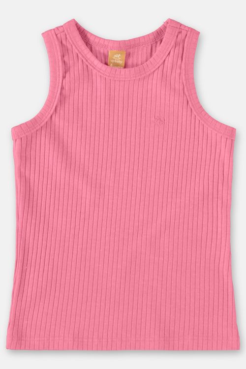 Blusa básica canelada infantil para menina (Rosa) Up Baby