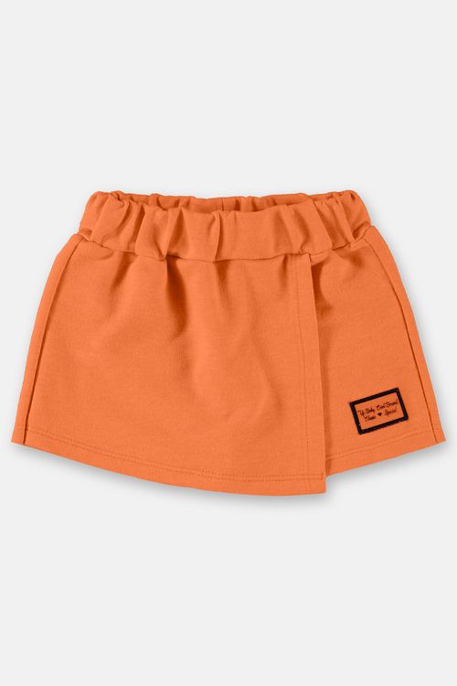 Shorts saia básico infantil menina em moletom (Laranja) Up Baby