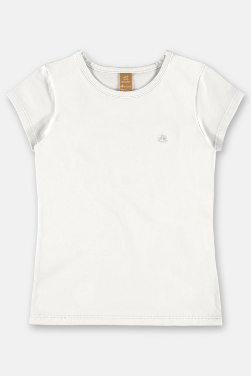 Blusa Infantil de Manga Curta para Menina (Branco) Up Baby