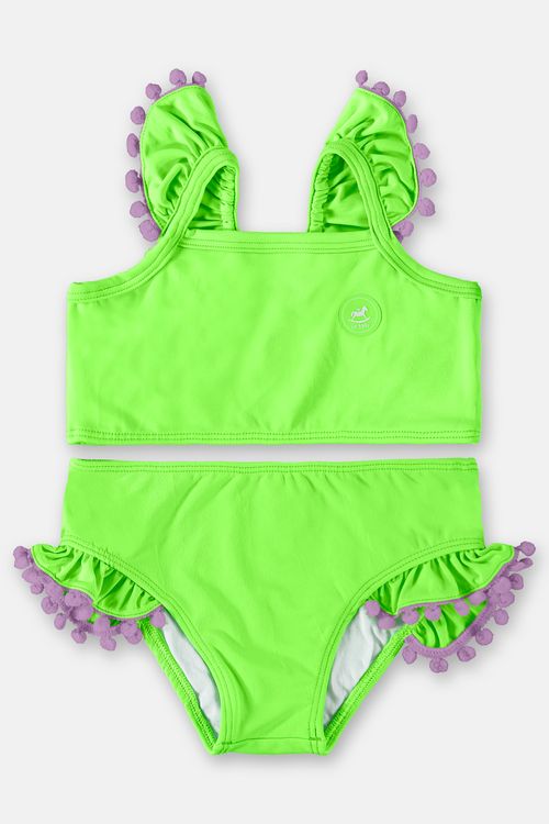 Conjunto Biquíni em Malha com FPS+50 Menina (Verde Neon) Up Baby