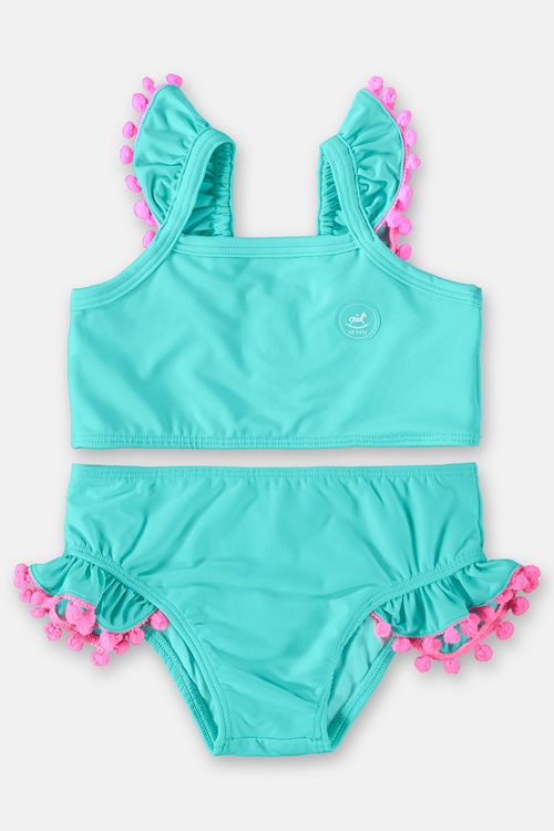 Conjunto Biquíni em Malha com FPS+50 Menina (Azul Neon) Up Baby