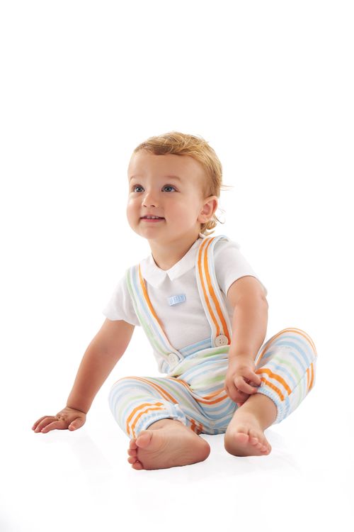 Conjunto Body e Jardineira para Menino (Off White) Up Baby