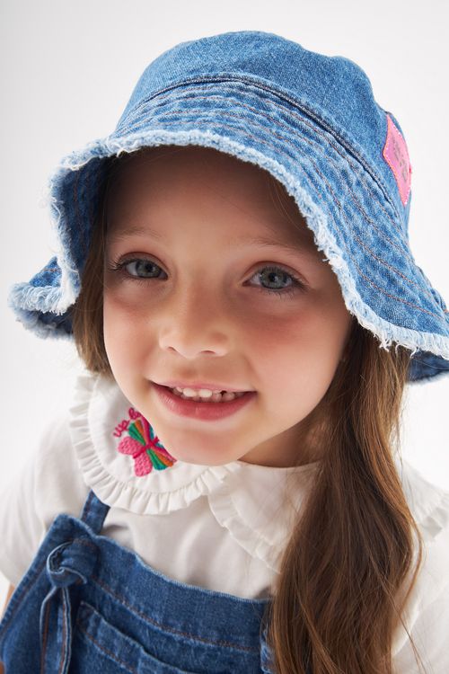 Bucket Hat Infantil em Jeans Para Menina (Azul) Up Baby