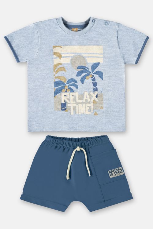 Conjunto Menino Camiseta e Bermuda (Azul) Up Baby