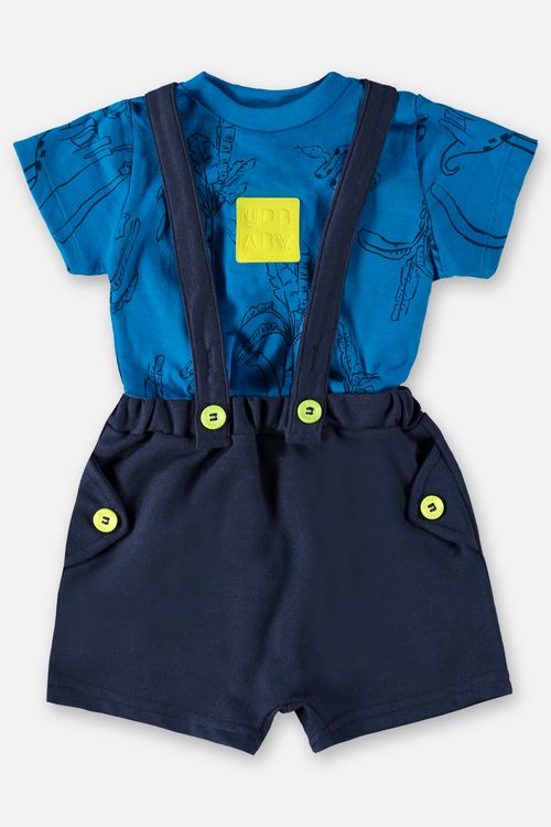 Conjunto Body e Jardineira Bebê (Azul) Up Baby