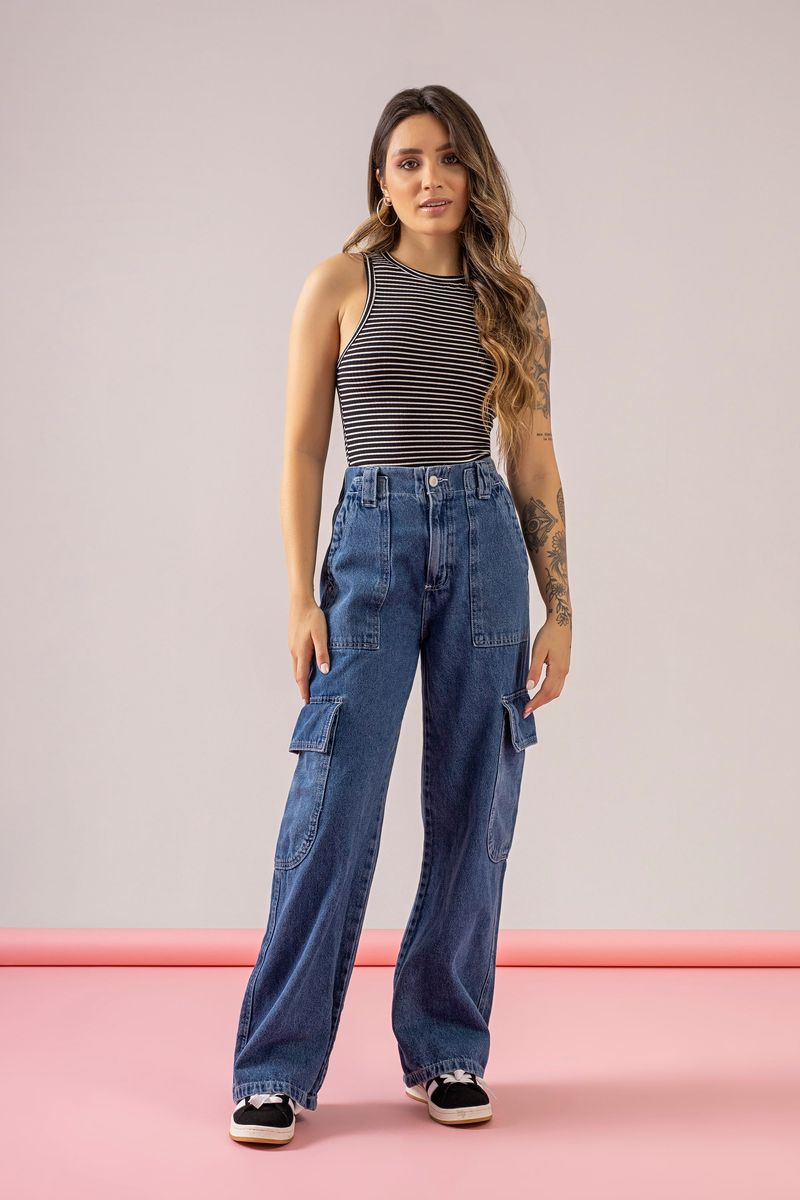 Regata-Feminina-em-Ribana-Canelada--Preto--Just-Basic