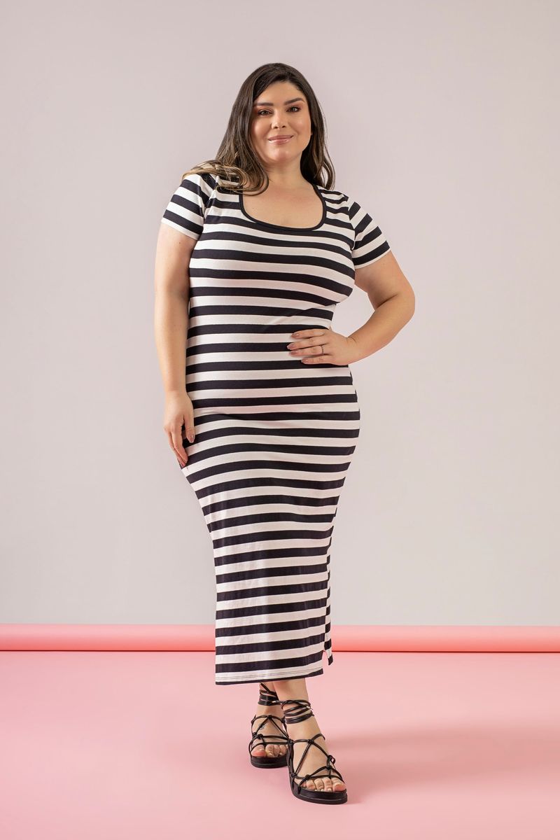 Vestido-Adulto-Midi-Listrado--Branco--Just-Basic