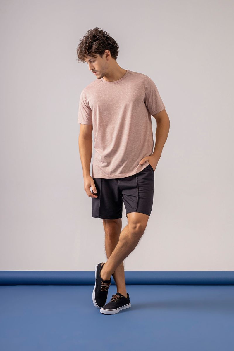 Camiseta-Basica-em-Malha-Listrada--Marrom--Just-Basic