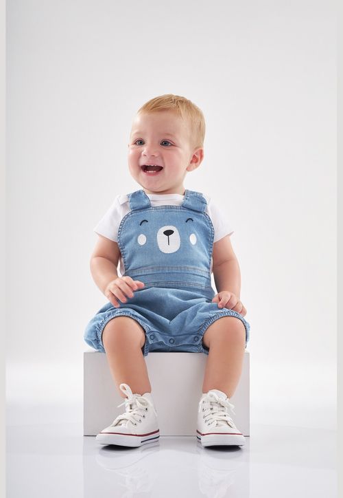 Jardineira Jeans Unissex Bebê (Azul) Up Baby