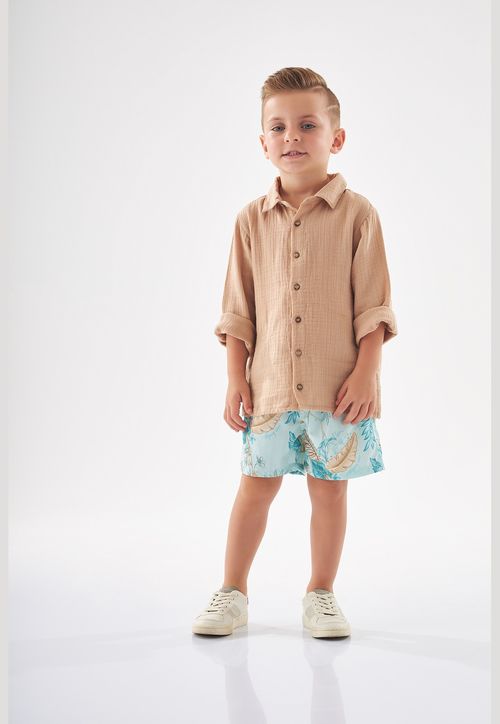 Conjunto Infantil Camisa e Bermuda (Marrom) Up Baby