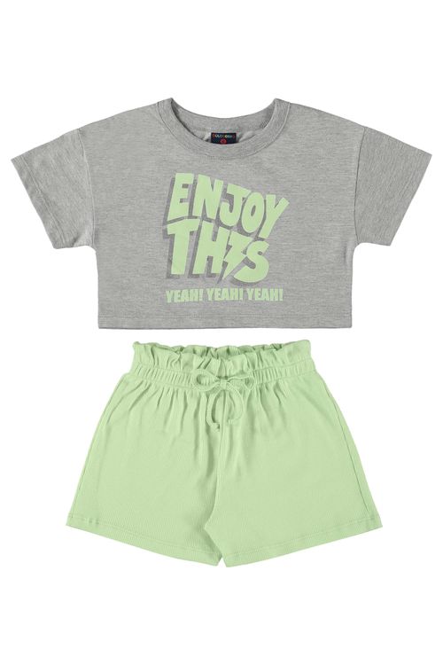 Conjunto Blusa e Short Clochard Infantil (Cinza) Guloseima