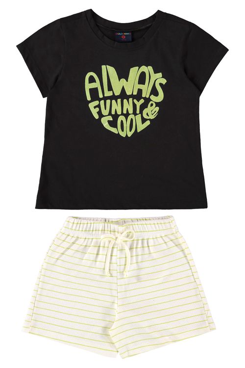 Conjunto Blusa e Short Infantil Menina (Preto) Guloseima