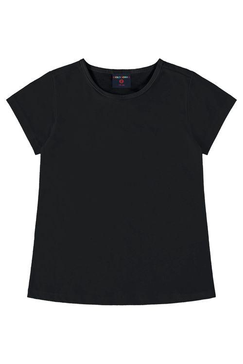 Blusa Básica Manga Curta Menina (Preto) Guloseima