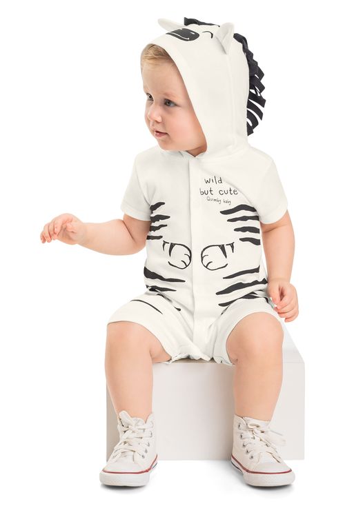 Macaquinho Zebra Bebê Unissex (Off White) Quimby