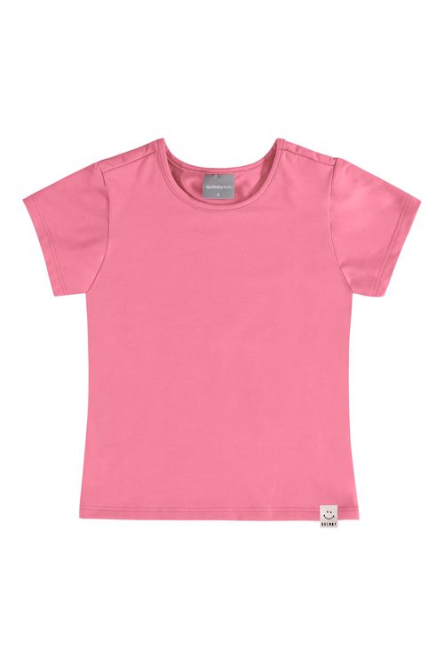 Blusa Básica Manga Curta Infantil (Rosa) Quimby