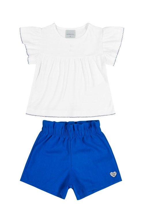 Conjunto Bata e Short Bebê Menina (Branco) Quimby