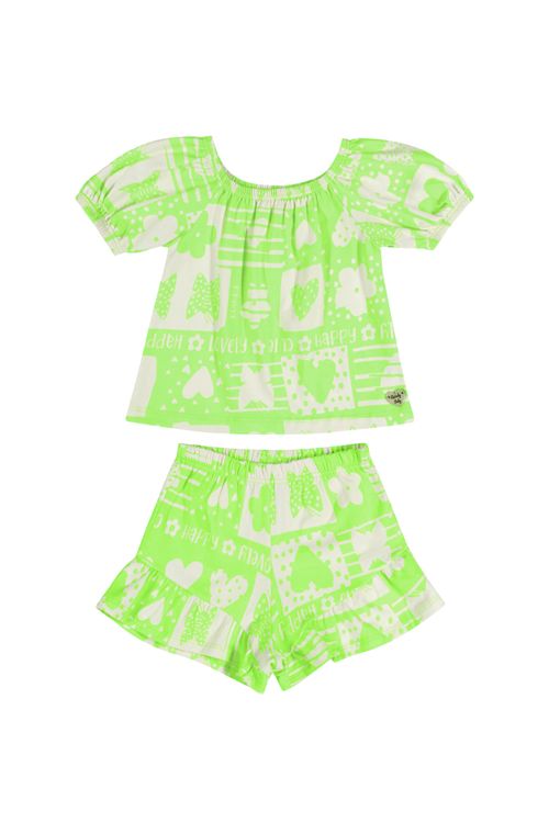 Conjunto Neon Bebê Menina (Verde) Quimby