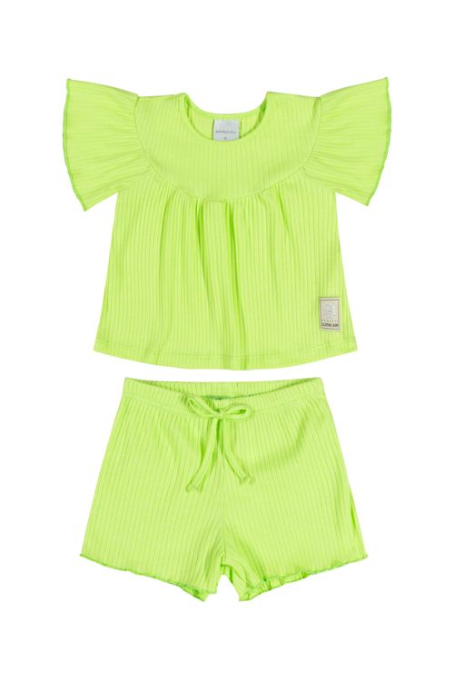 Conjunto Blusa e Short Menina Bebê (Verde) Quimby