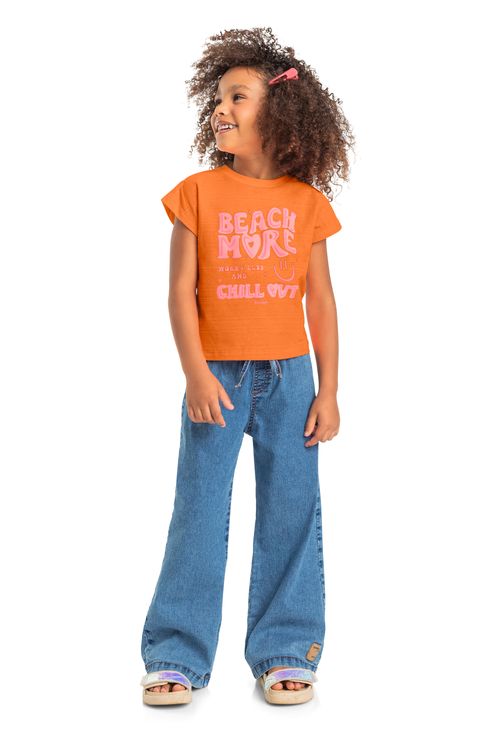 Blusa Estampada Menina Infantil (Laranja) Quimby