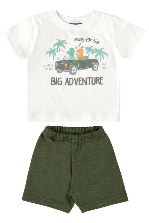 Conjunto Camiseta e Bermuda Infantil Menino (Branco) Guloseima