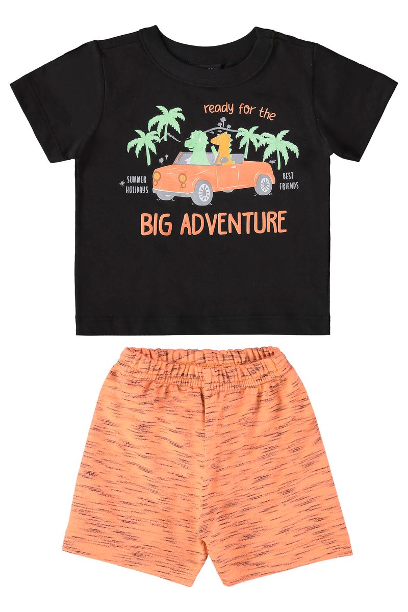 Conjunto-Camiseta-e-Bermuda-Infantil-Menino--Preto--Guloseima