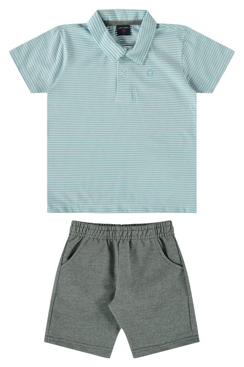 Conjunto Polo e Bermuda Infantil (Azul) Guloseima