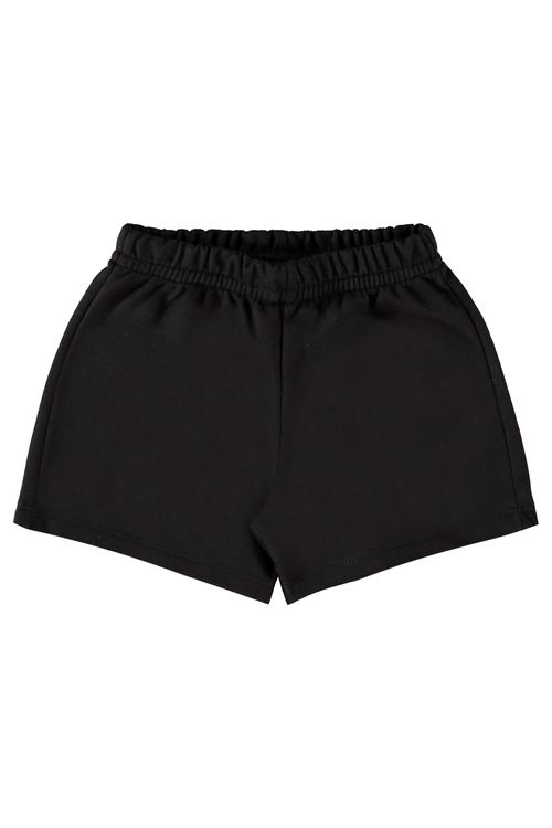 Shorts Básico Infantil em Moletom para Menina (Preto) Guloseima