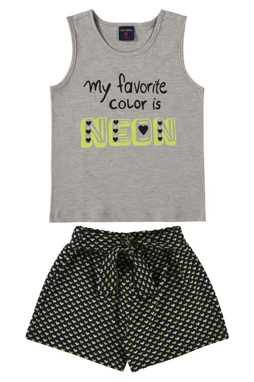 Conjunto My Favorite color is Neon Infantil (Cinza) Guloseima