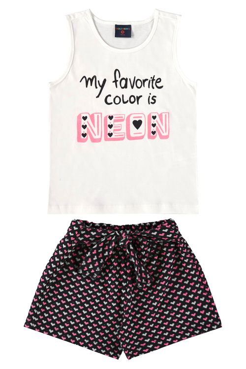 Conjunto My Favorite color is Neon Infantil (Branco) Guloseima