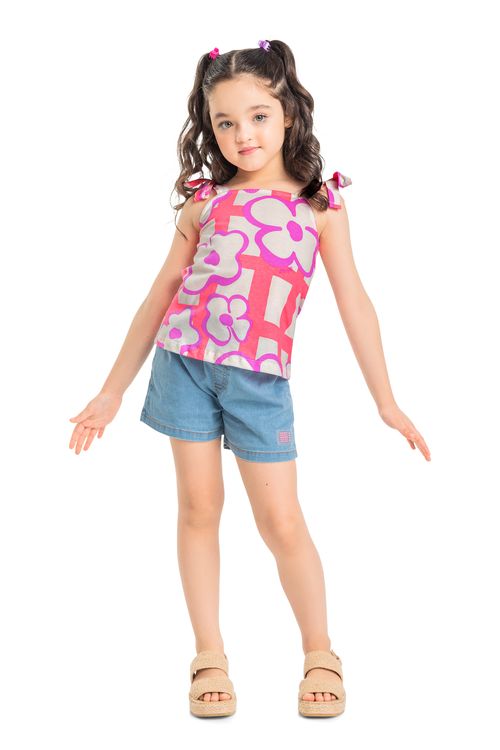 Conjunto Bata e Short Menina Infantil (Rosa) Quimby