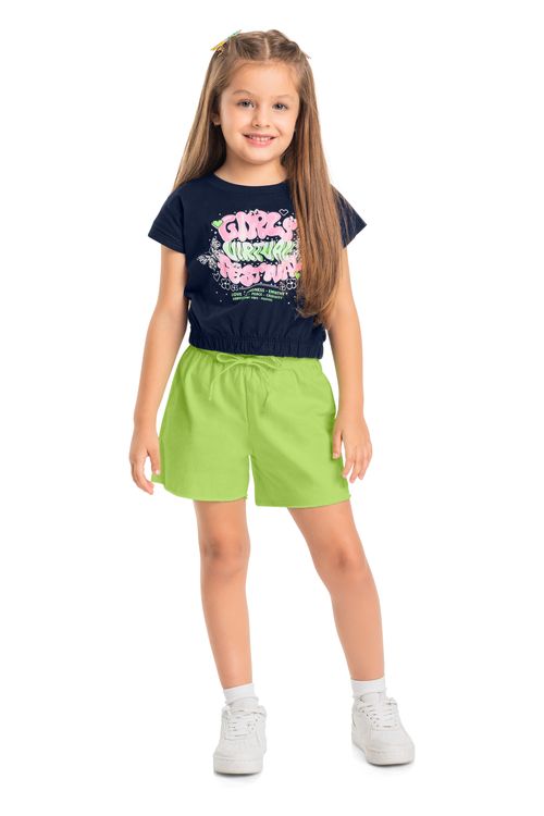 Short em Sarja Infantil Feminino (Verde) Quimby