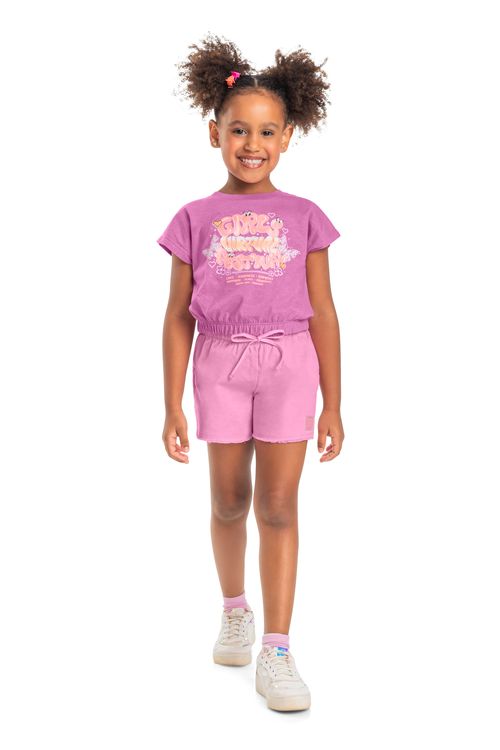 Short em Sarja Infantil Feminino (Rosa) Quimby