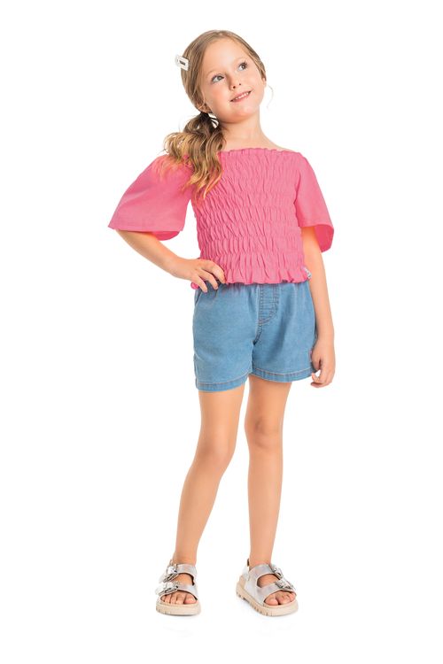 Blusa Lastéx Menina Infantil (Rosa) Quimby